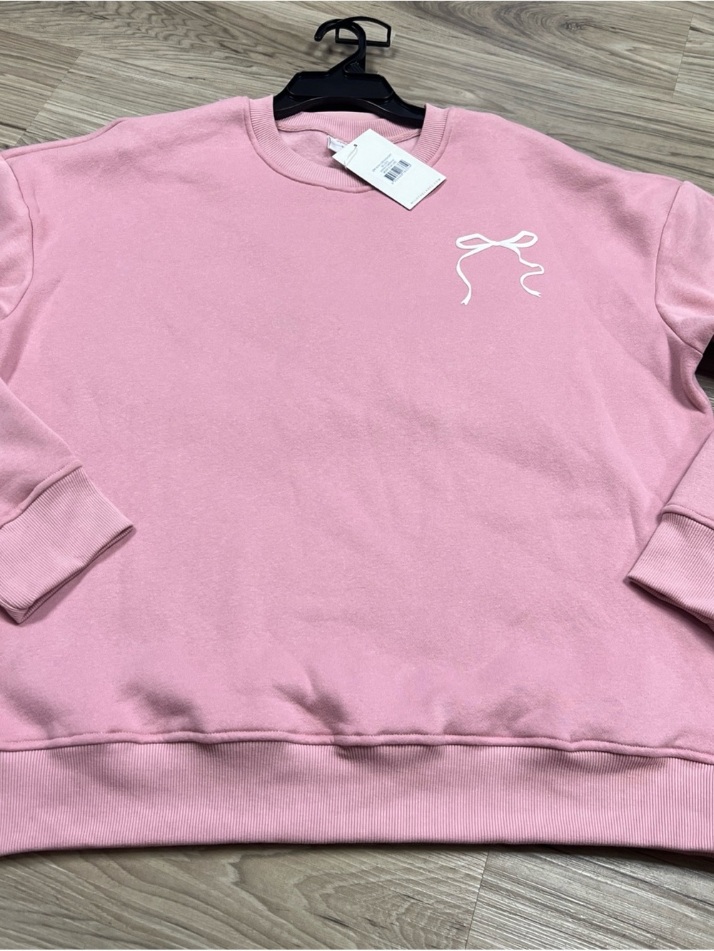 WILO The Label 2PC Bow Crew Sweatshirt Biker Shorts Set Blush Medium NWT $146